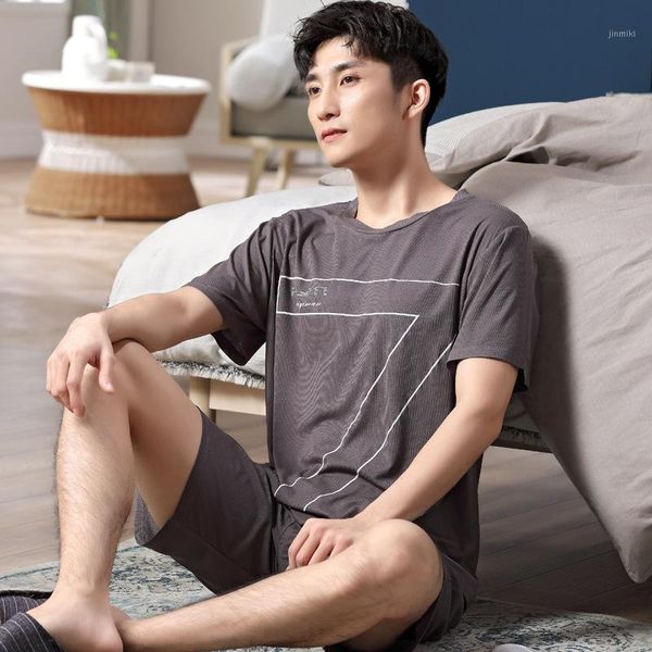 

pigiama uomo pajamas men's summer modal short sleeve shorts home service thin half sleeve men's large size suit dormir 20201, Black;brown