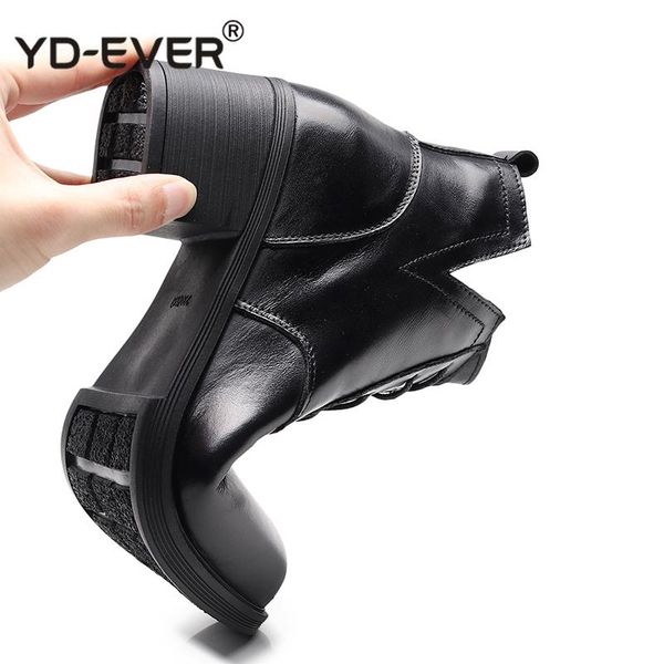 

winter boots women shoes warm fur genuine leather ankle boots boot lace up high heels platform women, Black