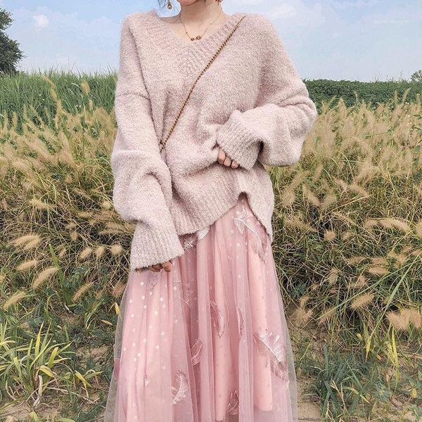 

skirts women feather embroidery length skirt big swing party holiday street casual spring autumn net yarn 72cm length1, Black