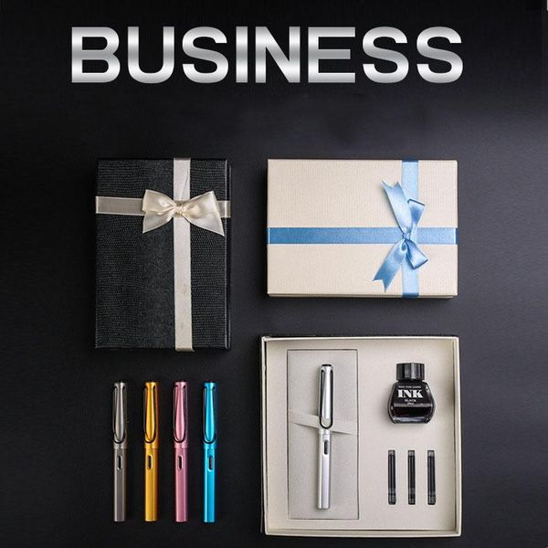 

metallic colorful pen high grade business ink gift box set easy to carry smooth writing fountain pen gift