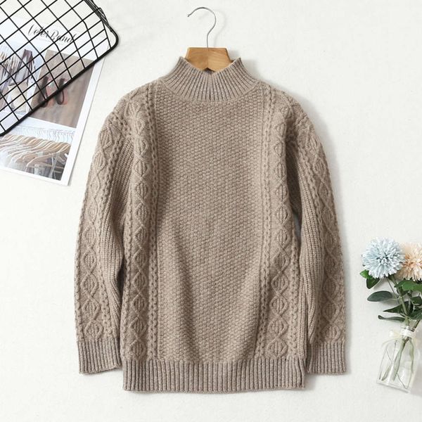 

neck sle thick foreign half high pullover sweater zhongda children's 100% wool autumn and winter solid color base coat wzfq7mlu, Blue