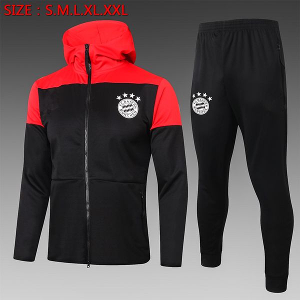 

bayern munich hoodies jacket kits 20-21 james muller long sleeve soccer tracksuit mens bayern hooded training suits sportswear, Black