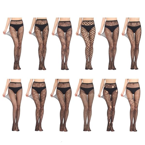 

women lace patterned tights hollow out fishnet floral jacquard stockings leggings see-through net tattoo pantyhose, Black;white