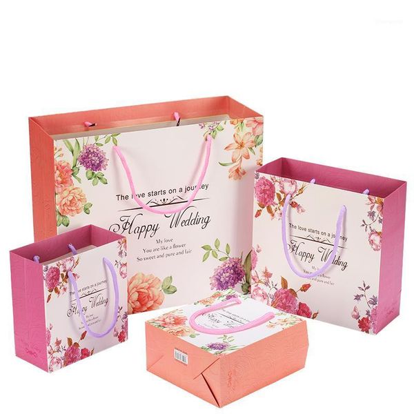 

gift wrap 5pcs/lot 3 size paper bag with handles for fashion store wedding party year beauty happy bags1