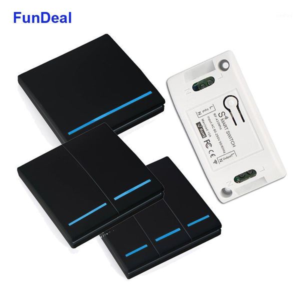 

fundeal wireless rf 110v 220v 10a 1ch relay smart remote control switch transmitter receiver 433mhz wall panel remote controller1