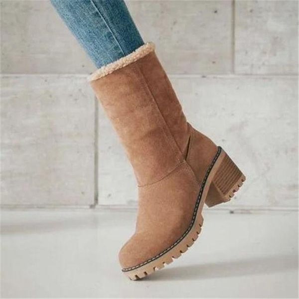 

boots winter women fur warm snow ladies wool booties ankle boot comfortable shoes plus size 35-43 casual mid, Black