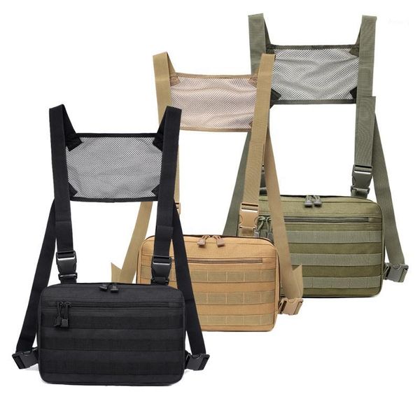 

hunting jackets aolikes 1000d nylon men vest bags multifunctional adjustable tactical chest rig shoulder waist packs vest1, Camo;black