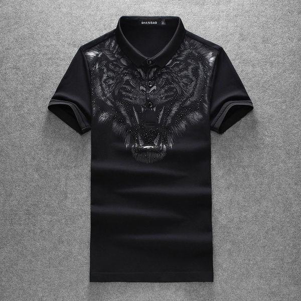 

2021 high new striped men embroidered tiger head diamond fashion polo shirts shirt hip hop skateboard cotton polos tee #n234 uzsf, White;black
