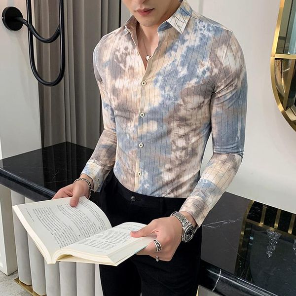 

british style floral shirts men long sleeve men dress shirt casual slim fit night club party wear tuxedo shirt 4xl, White;black