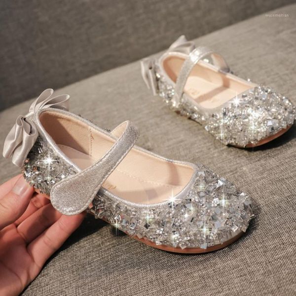 

flat shoes baby girls princess crystal round head girl' pu leather kids children bowknot for party and wedding1, Black;grey