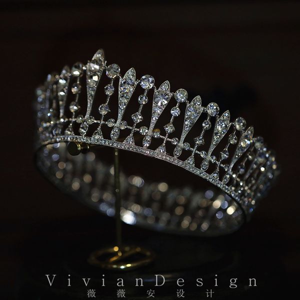 

romantic beautiful bridal hair wedding and make-up chair ornament round crown diamond queen headdress, Silver