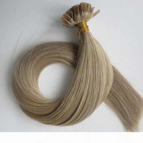 

100strands=1set 100g pre bonded flat tip hair extensions 18 20 22 24inch m8&613 color keratin brazilian indian human hair, Black