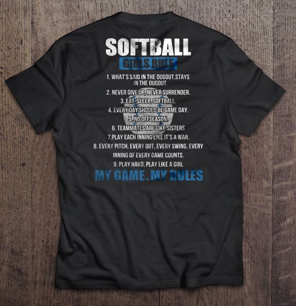

men t shirt softball girls rule my game my rules women t-shirt sport hooded sweatshirt hoodie