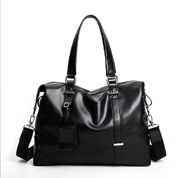 

men travel duffle bag pu leather men's shoulder handbag bucket shape women messenger bag tote