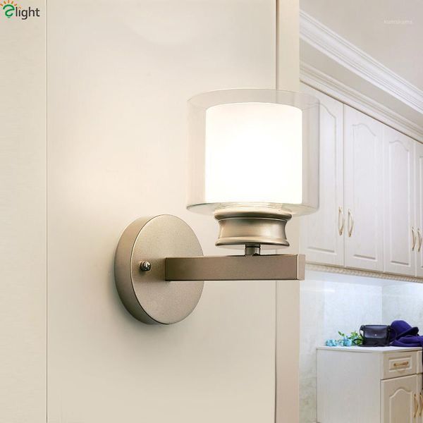 

modern metal led wall lights lustre glass shades bedroom led wall lamp living room light fixtures corridor sconce1