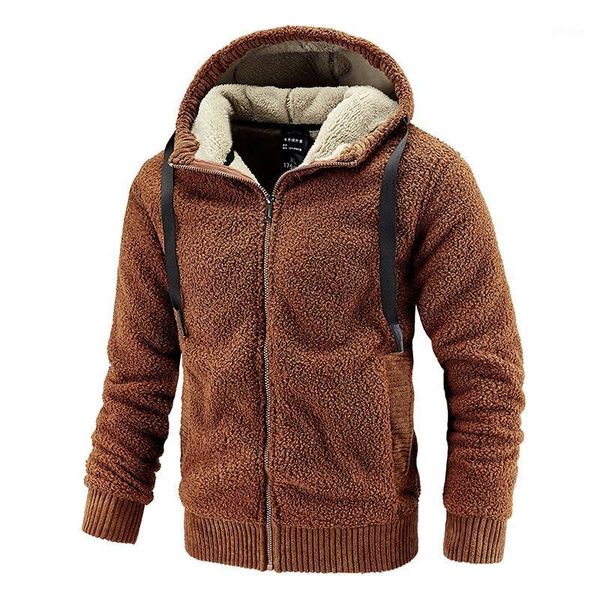 

winter men's thick warm fleece jacket hooded windproof jacket1, Black