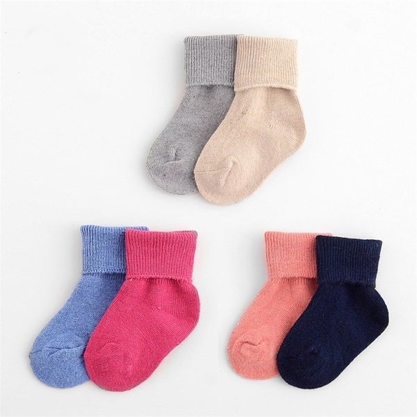 6 Paare/los Wolle Baby Socken Einfarbig Warme Kinder Kurze Socken Unisex Super Weiche Säuglings Kinder Socken Winter Baby Liefert heißer LJ201019