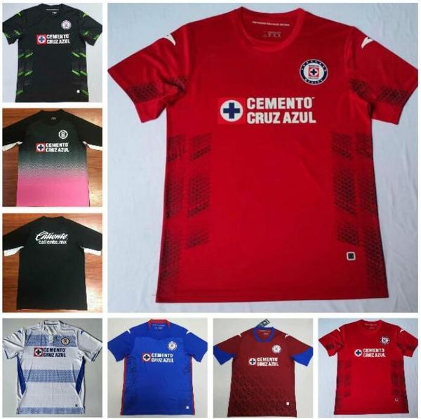 

thai mexico 19 20 21 club cruz azul soccer jerseys kits 2020 2021 futbol club caraglio montoya mendez men boys football shirts, Black;yellow
