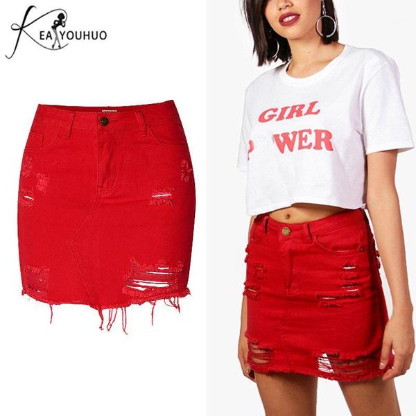 

2019 summer fashion ripped jeans skirt high waist denim skirts woman jeans black shorts for women pencil long skirt female1