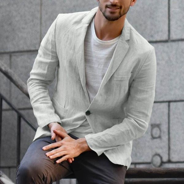 

men's slim fit linen blend pocket solid long sleeve suits blazer outwear fashion summer autumn new 2020 black white 3xl1, White;black