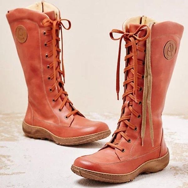 

boots 2021 fashion autumn and winter cross-lace zipper women's casual botas de mujer1, Black