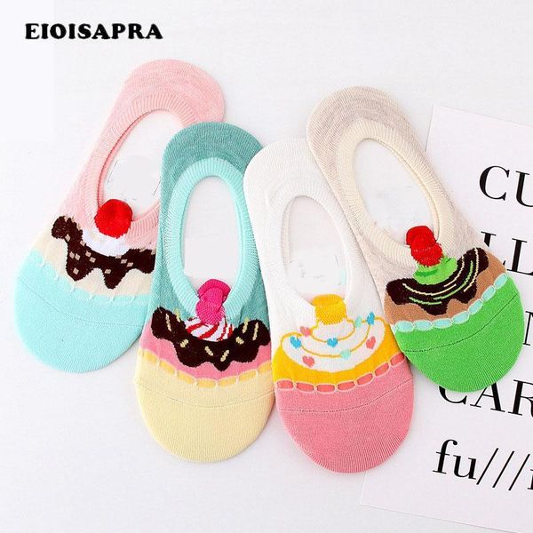 

eioisapra]cute jacquard cake cartoon funny socks creative divertidos socks japan harajuku stealth non-slip women sokken1, Black;white