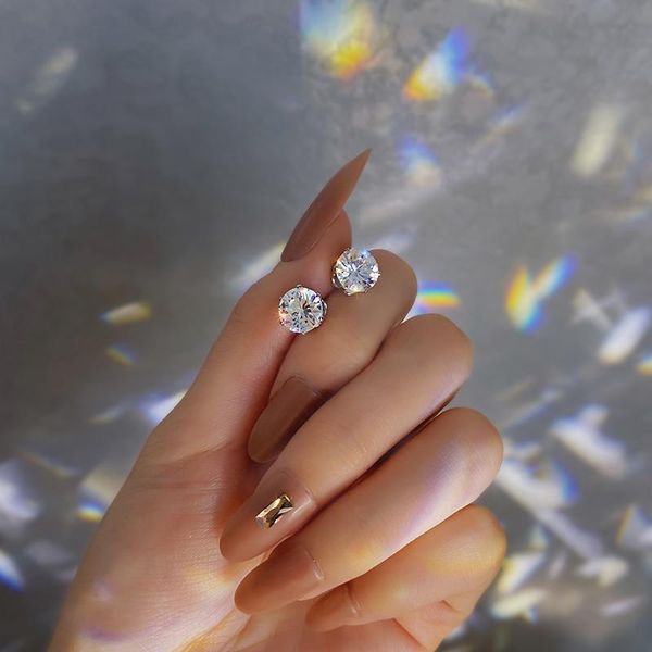 

unusual earrings classic small zircon earrings for woman fashion simple jewelry luxury accessories girl's 2021 trend, Silver