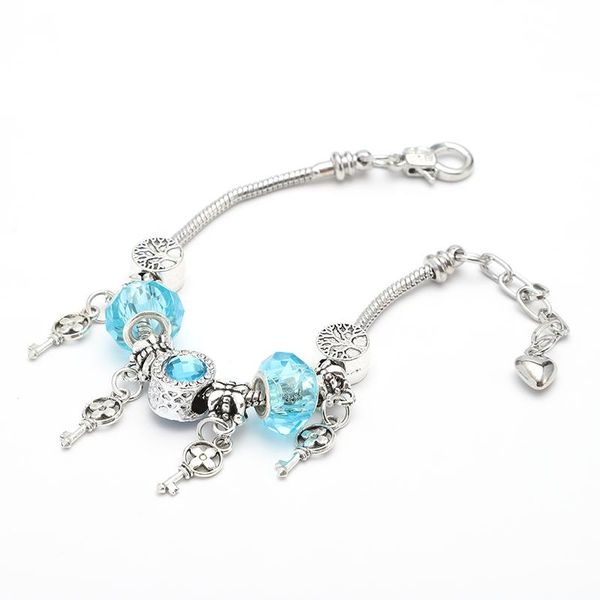 

diy charm bracelet romantic love key crystal beads pulseras for women jewelry love gift, Black
