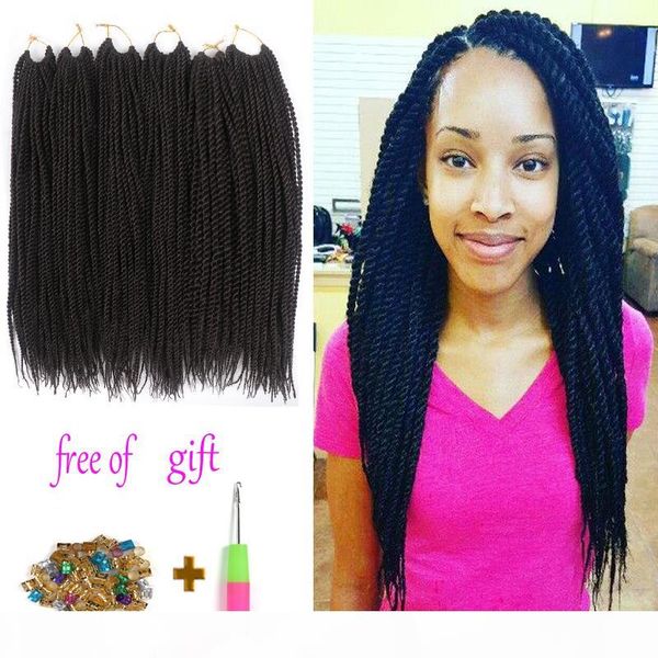 

senegalese twist crochet hair 18 inch 75g pack 13colors 30roots pack for women low temperature fiber, Black