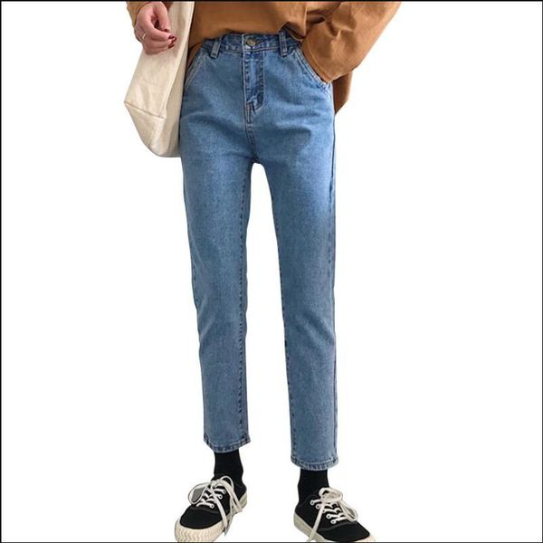 

autumn women korean of the loose waist jeans pencil pants, Blue