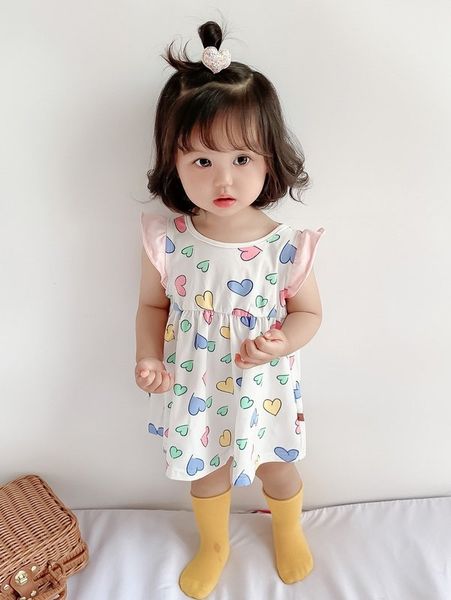 

peninsula baby allover heart print dress she, Red;yellow
