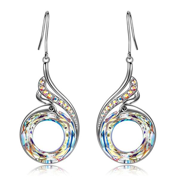 

dangle & chandelier hermosa earrings for women silver color crystal nirvana of phoenix drop