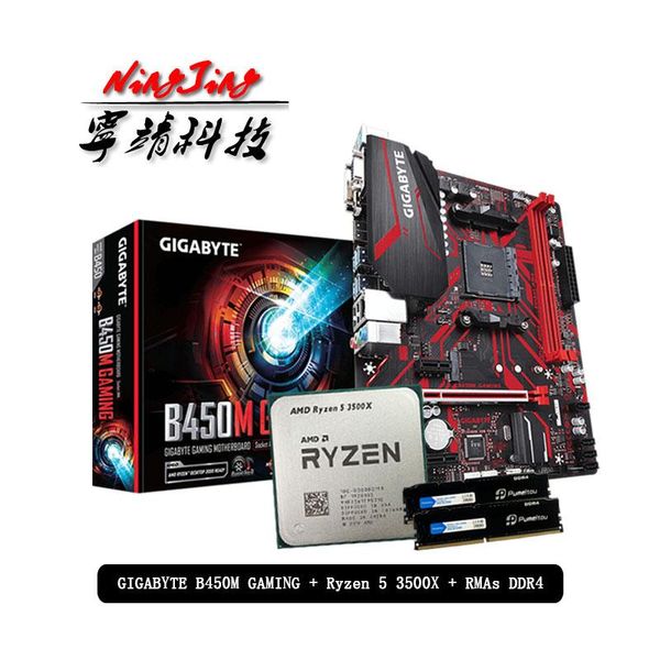 

amd ryzen 5 3500x r5 3500x cpu +gigabyte ga b450m gaming motherboard + pumeitou ddr4 2666mhz rams suit socket am4 without cooler
