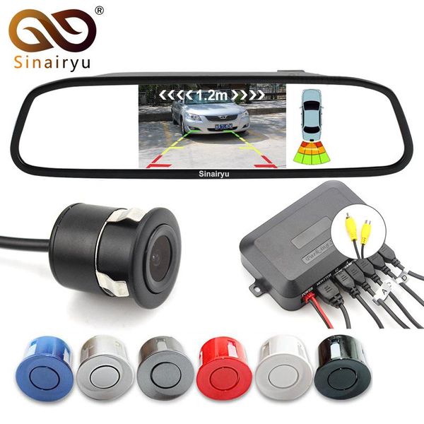 

sinairyu 3в1 автомобилей видео помощи при парковке датчик, 4,3-дюймовый монитор зеркала подключение к камеры заднего вида и датчик парковки