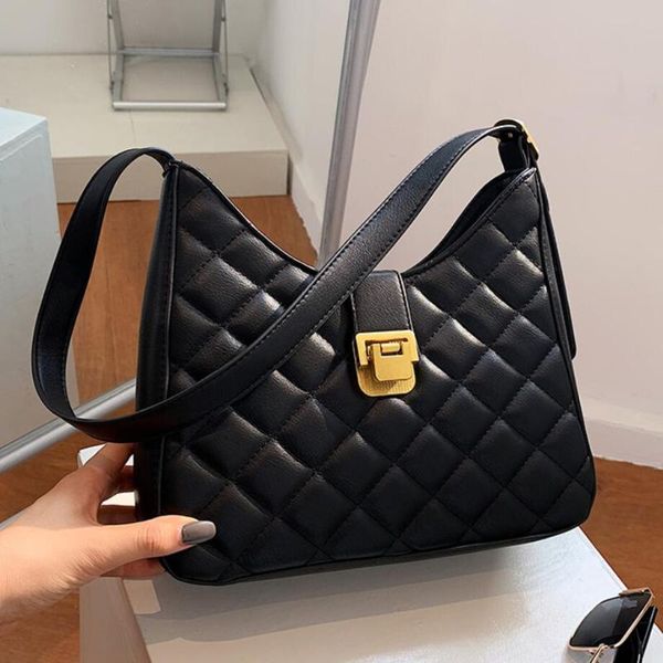 

lattice square armpit bag 2020 fashion new pu leather women's designer handbag vintage shoulder messenger bag