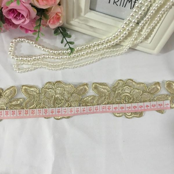 

shipping 1yard 6cm wide gold royal rose fabric lace pretty flower venise lace trim applique sewing cra sqctgs