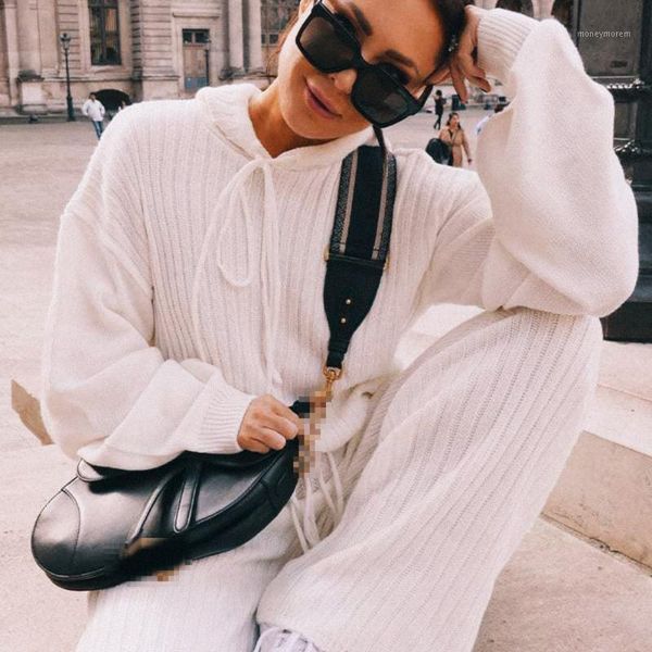 

vertical stripes women 2 piece set autumn 2020 hooded drawstring wide leg pants suit comfy athleisure fashion winter clothes1, Gray