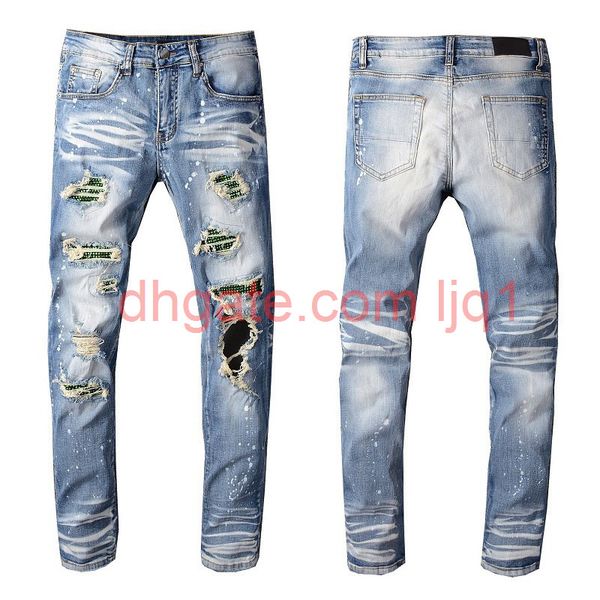 

fashion mens jeans men women classic motorcycle biker slim fit jeans denim pants mens distressed ripped skinny jeans pants, Blue