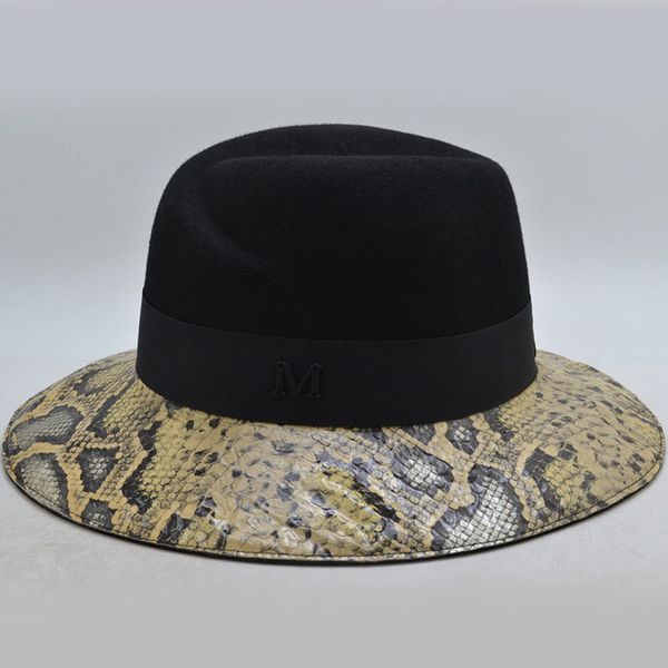 

new leisure fashion snake skin texture wool felt exquisite art hat, Blue;gray
