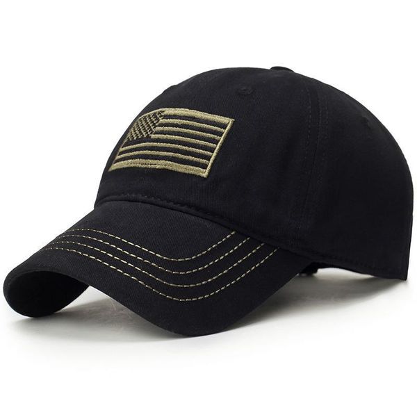 

hat golf male caps tactical hats dad men summer sports embroidery flag leisure camouflage cotton new cap baseball 2019 army usa bbyyni, Black