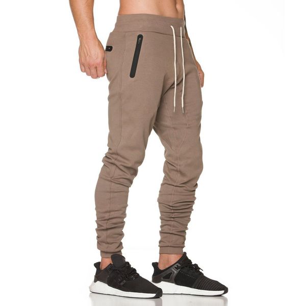 

men's pants 2021 mens casual solid sweatpants slim fit elastic gym jogger 2 colors leisure joggers, Black