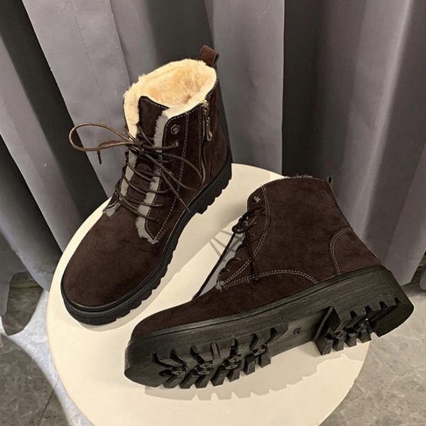 

женщины boots flock снег сапоги для женщин med каблука голеностопного 2020 теплый плюшевые зимняя обувь zip моды martin, Black