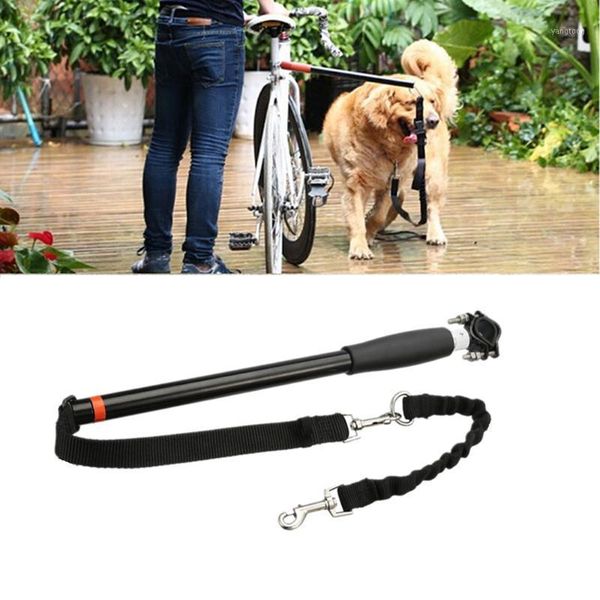 

pet dog bike leashes outdoor bike exercise walk run hands dog leash pet supplies accessory stainless steel elastic1