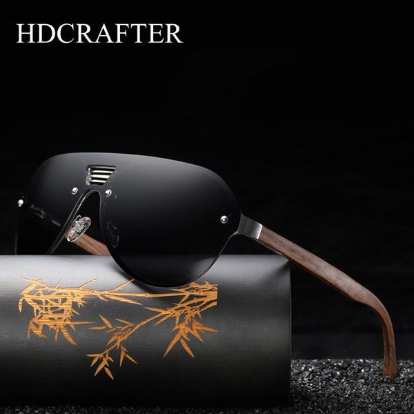 Sonnenbrille HDCRAFTER 2021 Herren Randlos Polarisierte Walnussholz Spiegellinse Sonnenbrille Frauen Markendesign Übergroße Brille227v