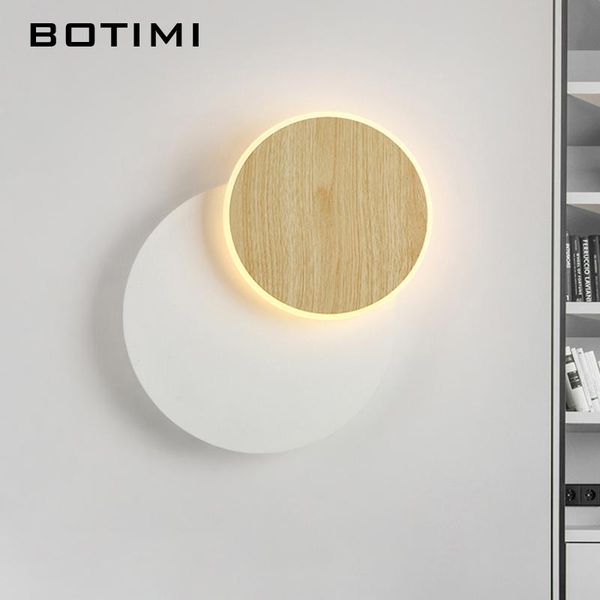 

botimi designer led wall lamp for living room decoration wooden wall light bedside lamp white sconce indoor luminaire