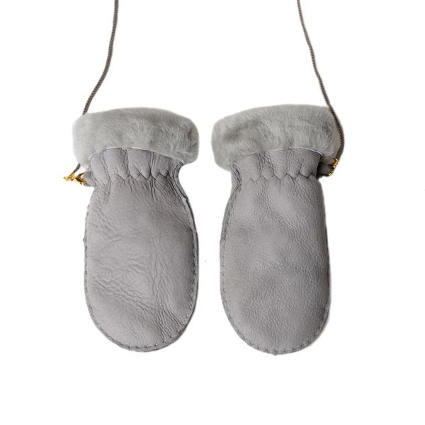 

kid' gloves fur leather gloves sheepskin fur mitts child mitts winter warm children/girls/boys, Blue;gray