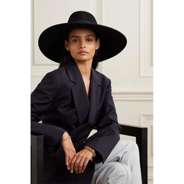 

maison michel 2020 autumn and winter new 100% wool woolen woolen hat, felt hat, wool hat, Blue;gray