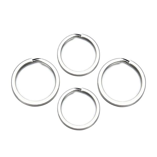 

louleur 10pcs/lot 25/28/30mm stainless steel flat keyring key chains round split metal key rings keychain ring for jllilc, Silver