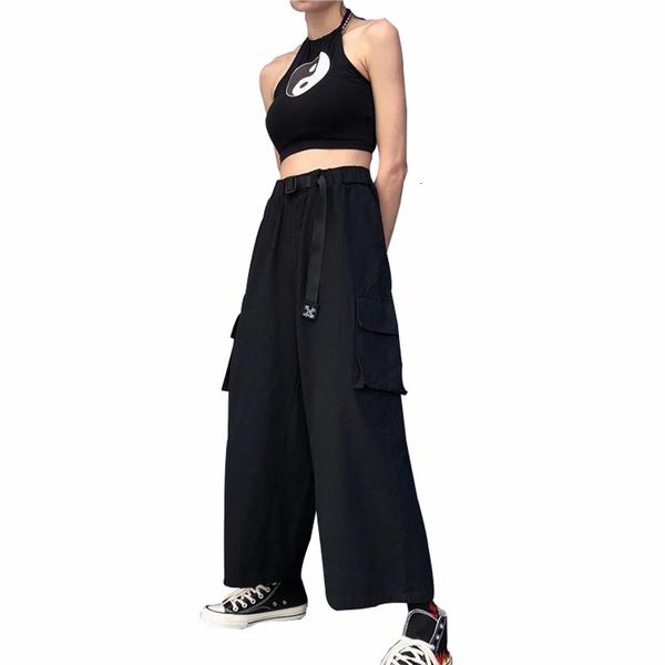 

loose female 2021 new haren women's wide elastic streetwear fashion pants ladies plus size (s-3xl) cfad, Black;white