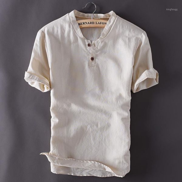 

chinese style men's short sleeve youth cotton linen short sleeve summer loose simple casual half clothes solid color1, White;black